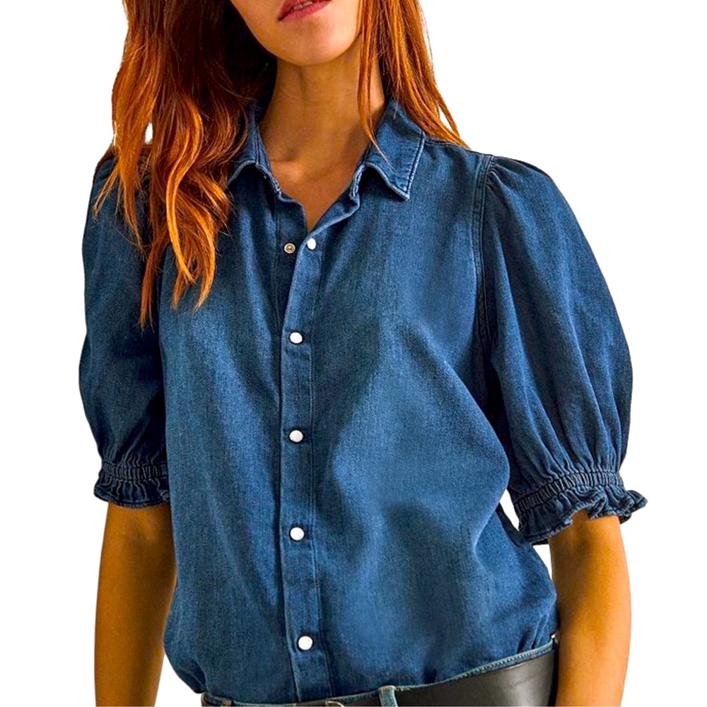 Ba$sh honey puff sleeve denim shirt US size 8
